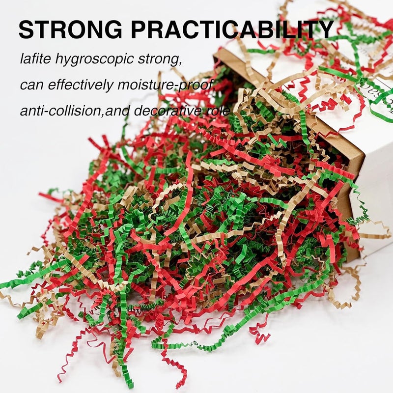 Corlcol 1LB Crinkle Cut Paper Shred Filler for Gift Box Bag and Basket On Holidays (Christmas color) - Image 4